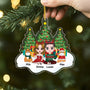 1406OUS2 personalized couple and cats sitting on snow christmas tree ornament