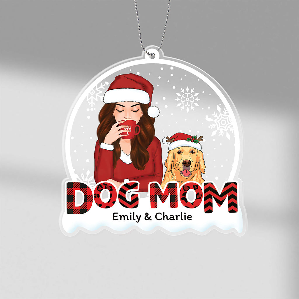 Personalised Dog Mum Red Christmas Ornament