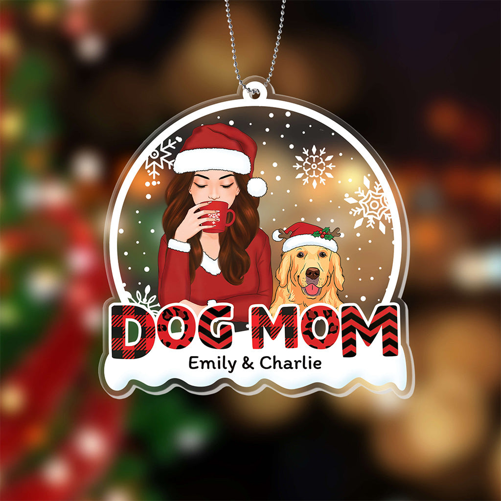 Personalised Dog Mum Red Christmas Ornament