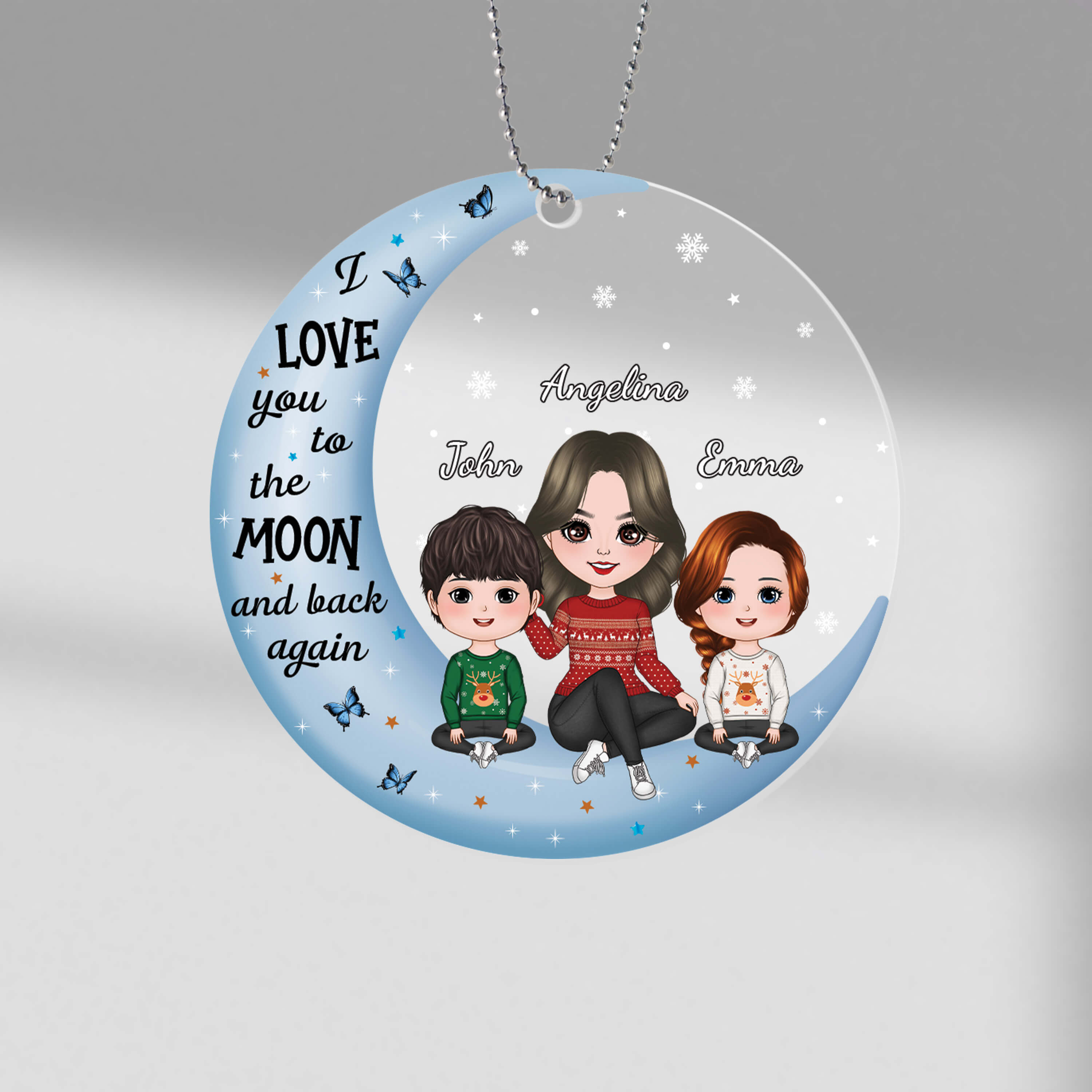 1409OUK1 personalised grandma grandkids on moon ornament