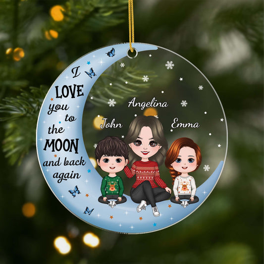1409OUS1 personalized grandma grandkids on moon ornament