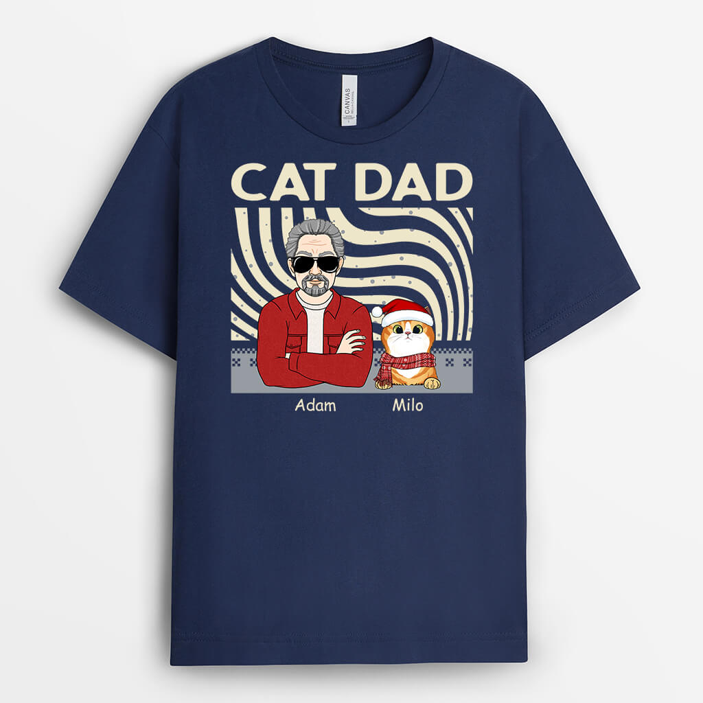 Personalised Cat Dad For Christmas T-Shirt