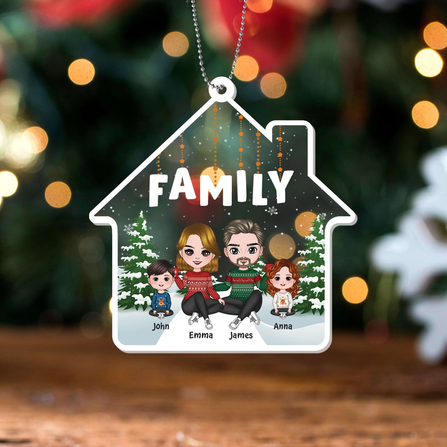 Personalised Merry Christmas Family Ornament