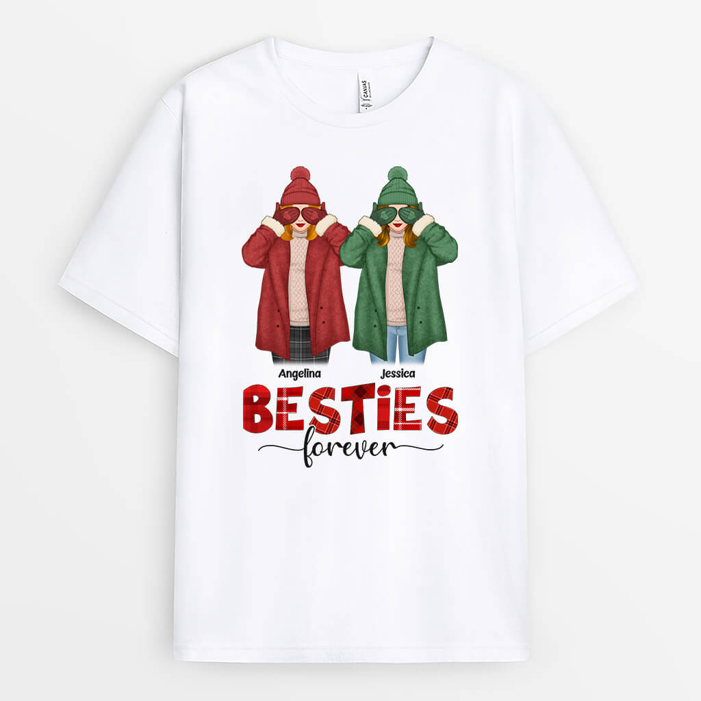 Personalised Merry Christmas Besties Forever T-Shirt