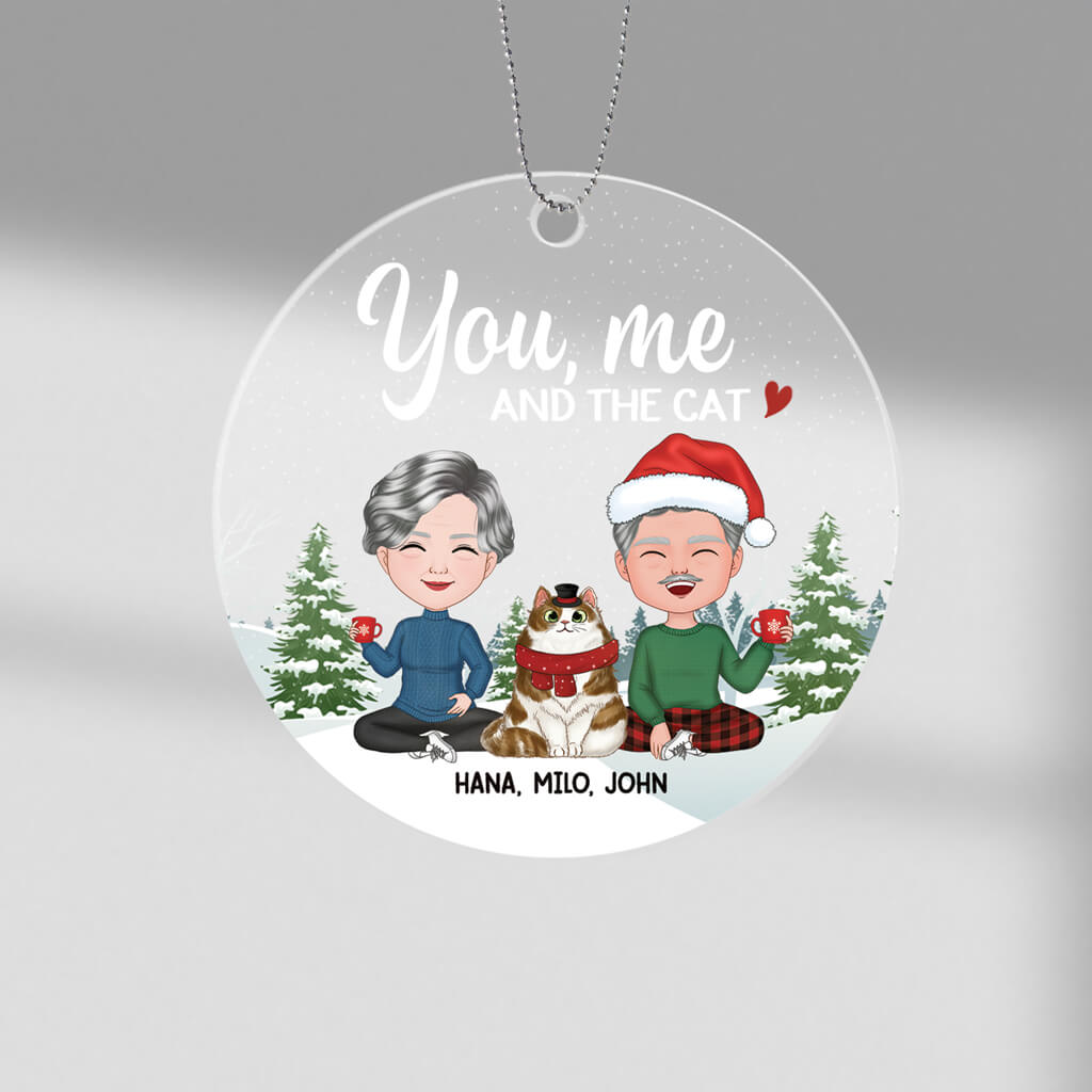 Personalised You, Me And The Cat Christmas Ornament