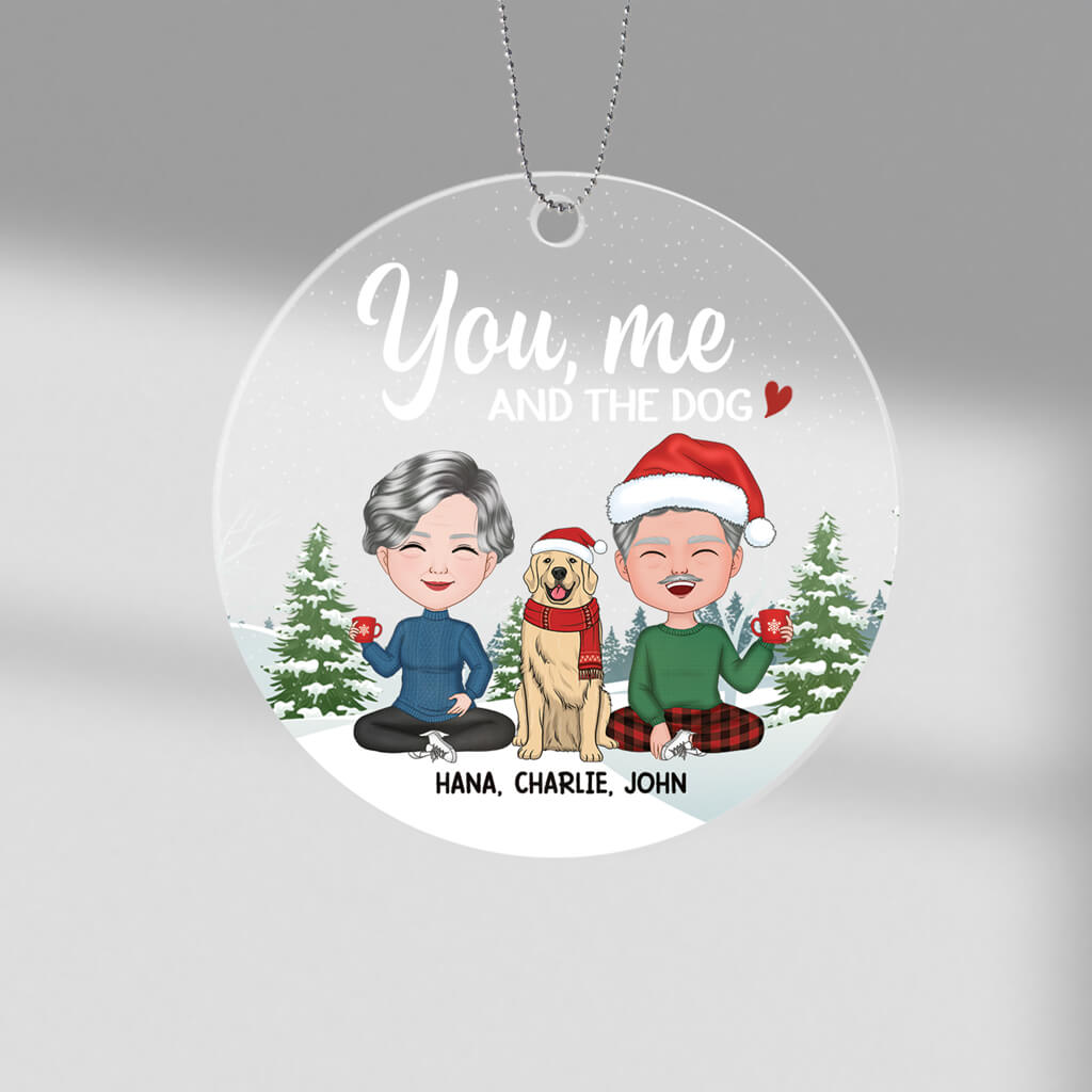 Personalised You, Me And The Dog Christmas Ornament