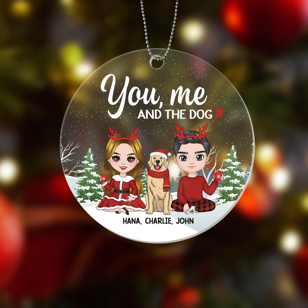 Personalised You, Me And The Dog Christmas Ornament