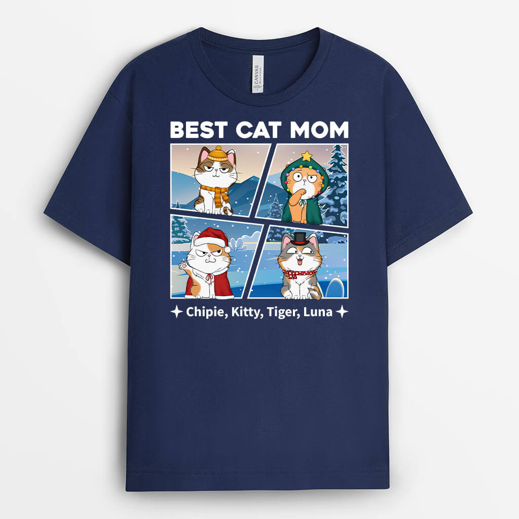 Personalised Best Cat Dad Christmas T-Shirt