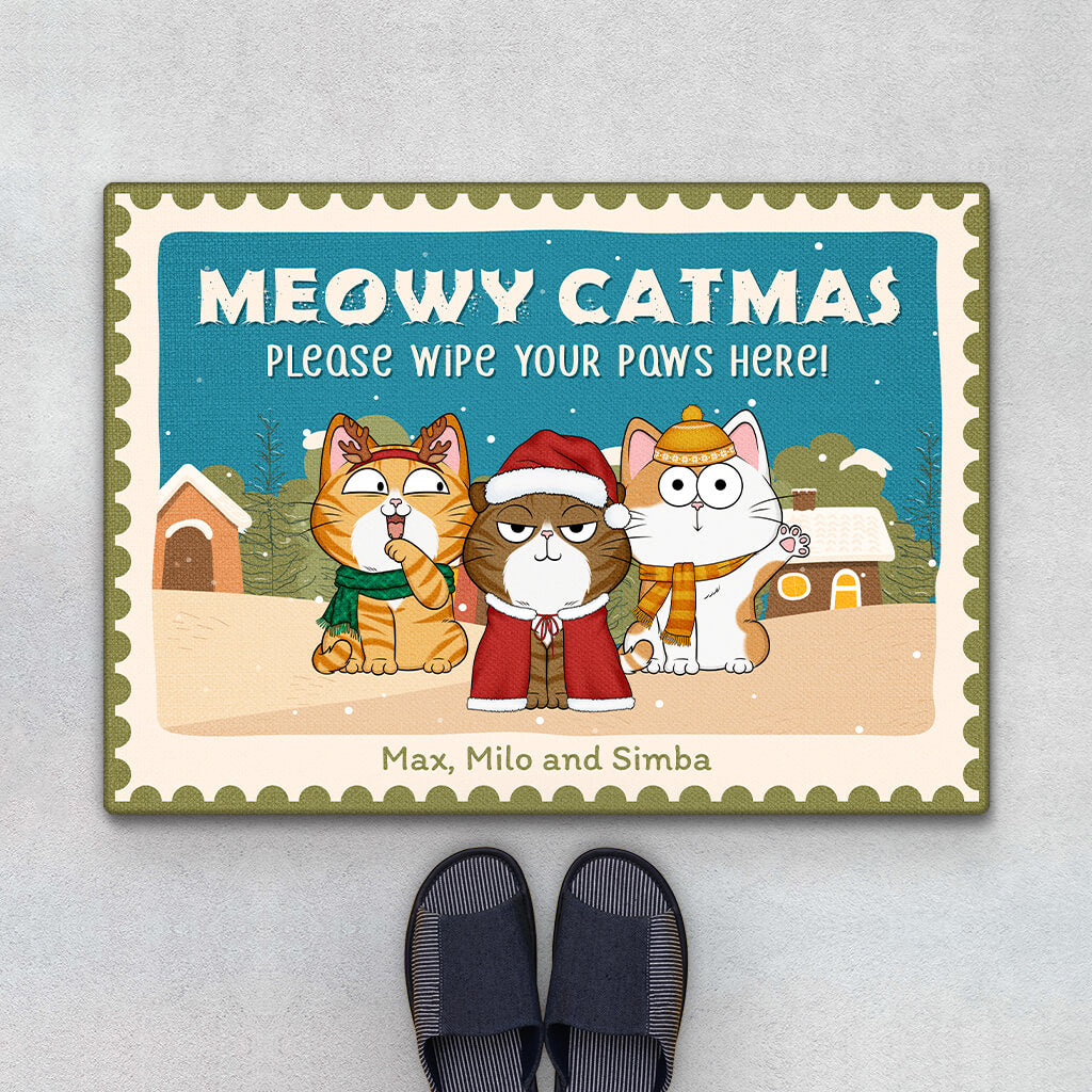 Personalised Meowy Catmas Doormat