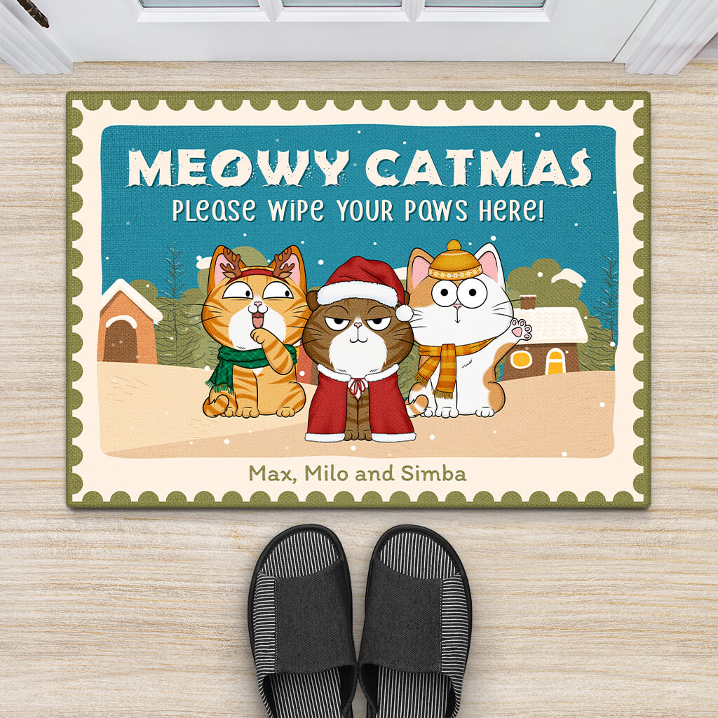 Personalised Meowy Catmas Doormat