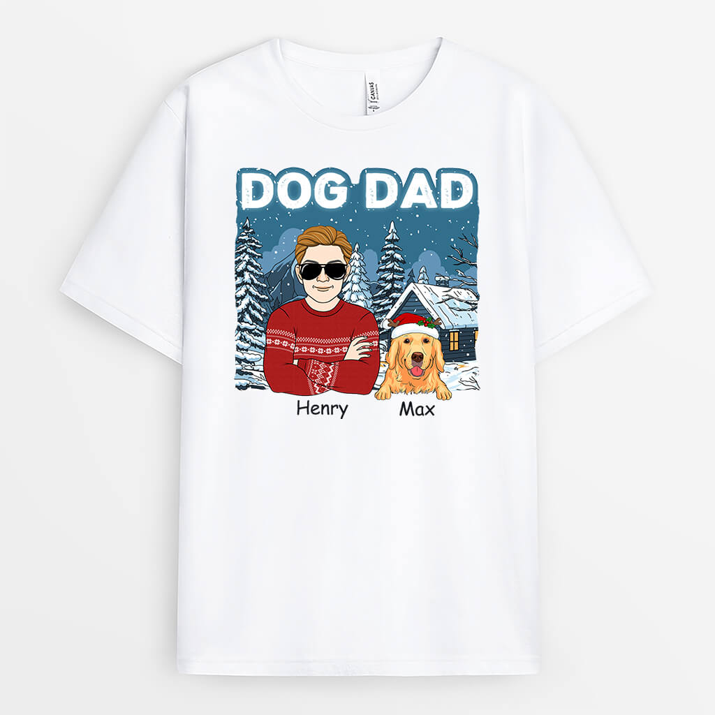 1437AUK1 personalised best dog dad christmas t shirt