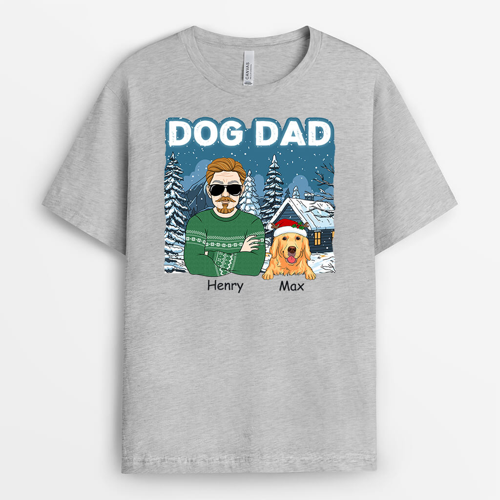 Personalised Dog Dad Christmas T-Shirt