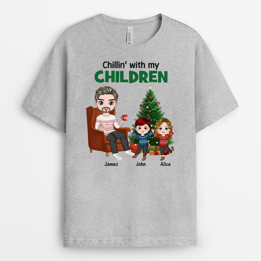1445AUK2 personalised chilling with my grandkids t shirt