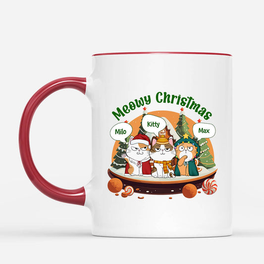 1446MUK2 personalised meowy christmas with cookie house mug