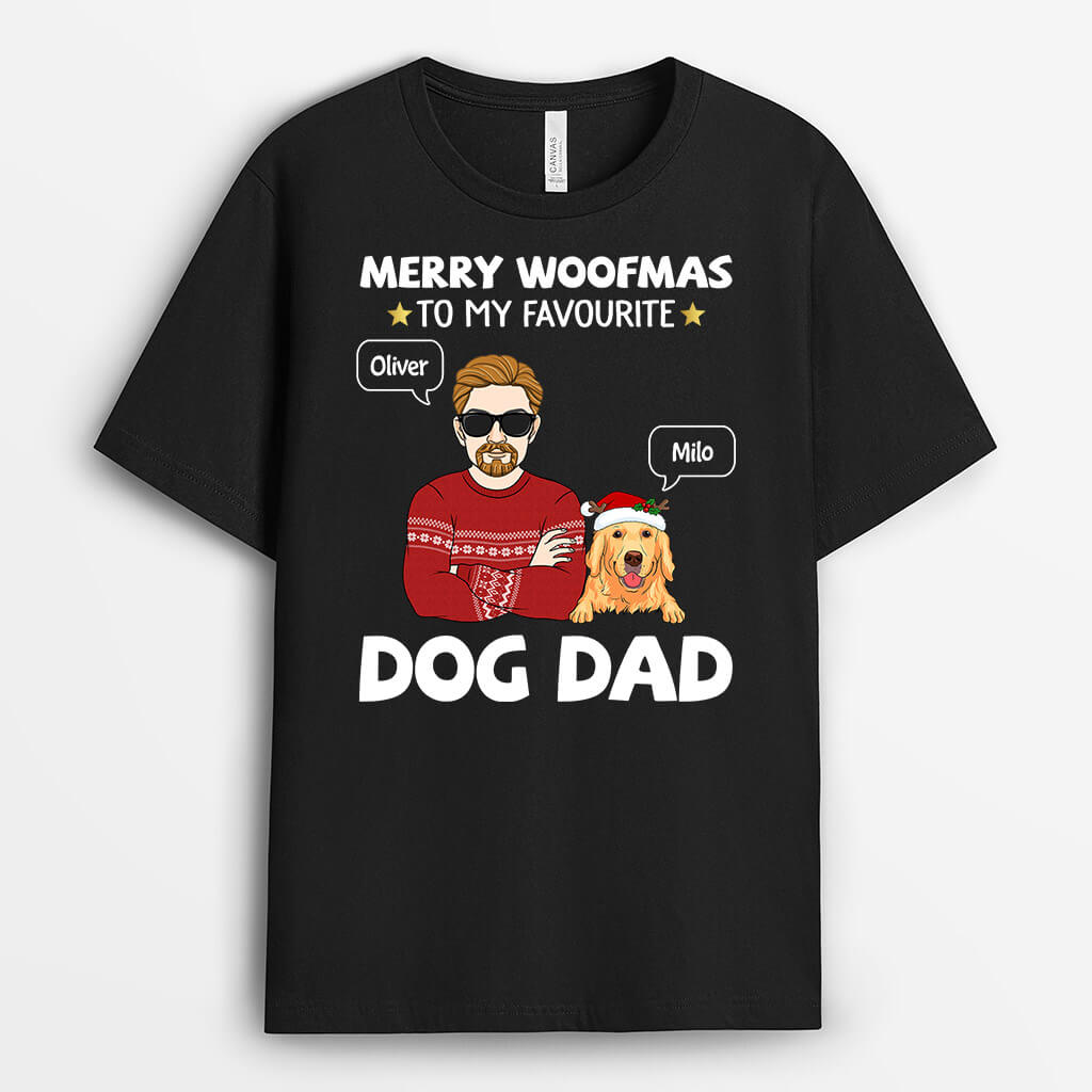 1448AUK1 personalised merry woofmas to my favorite dog t shirt