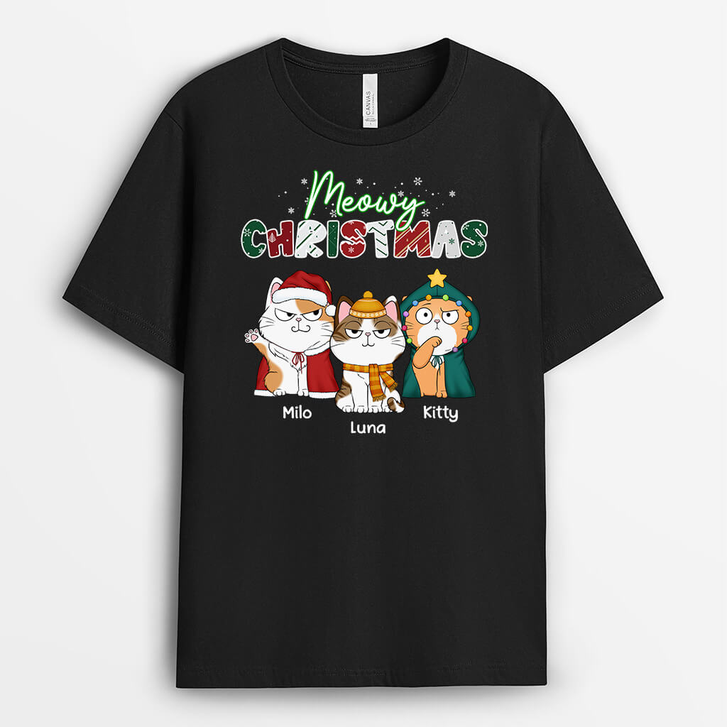 Personalised Meowy Christmas T-Shirt