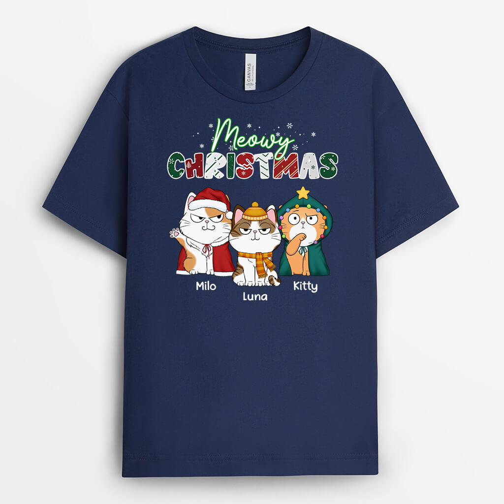 Personalised Meowy Christmas T-Shirt