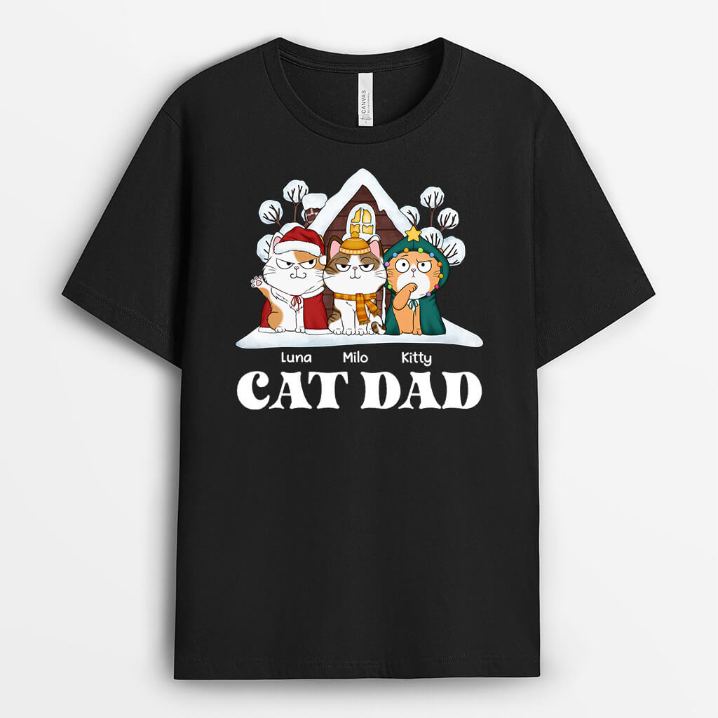 Personalised Cat Mum/Cat Dad Xmas T-Shirt