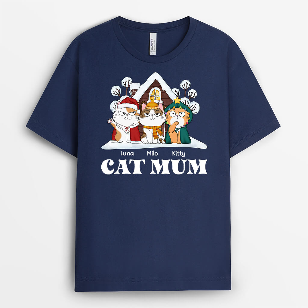 Personalised Cat Mum/Cat Dad Xmas T-Shirt