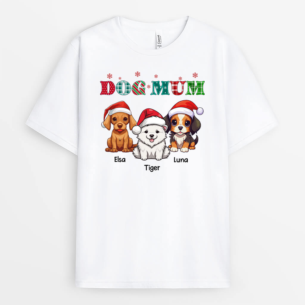 Personalised Christmas Dog Mum/Dog Dad T-Shirt