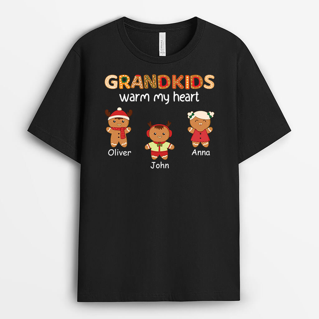 Personalised Grandkids Warm My Heart Ginger Bread T-Shirt