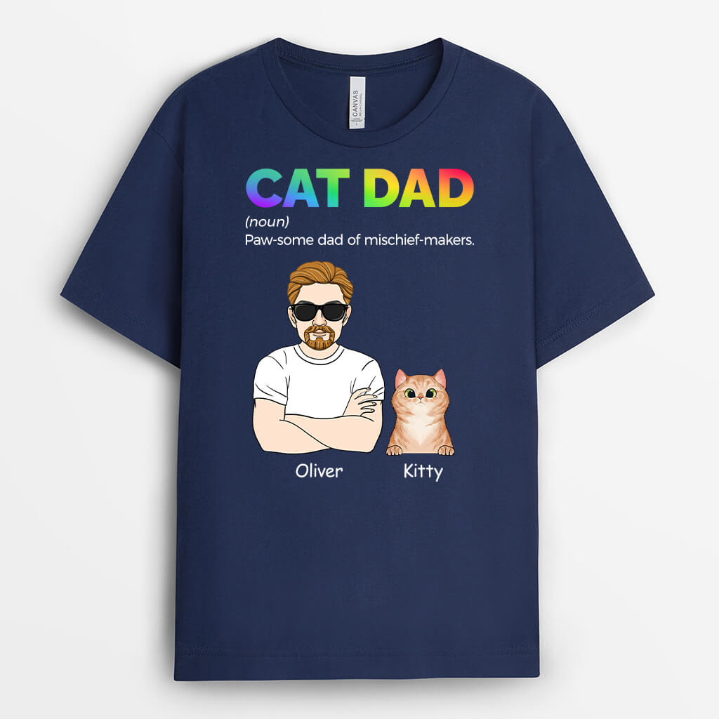 Personalised Cat Dad Paw-some Dad T-Shirt