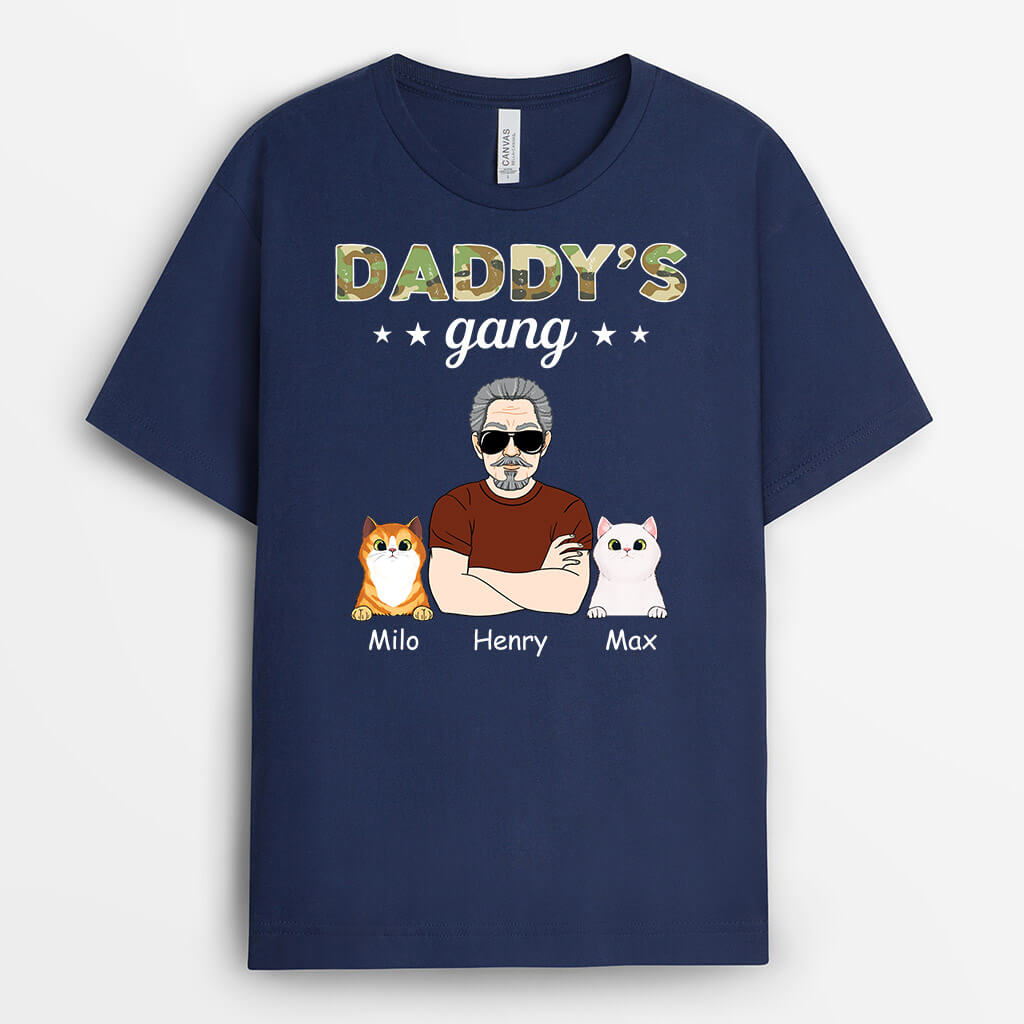 Personalised Best Daddy's Gang Cat T-Shirt