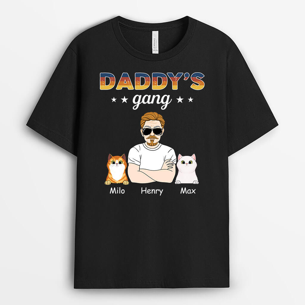 Personalised Best Daddy's Gang Cat T-Shirt