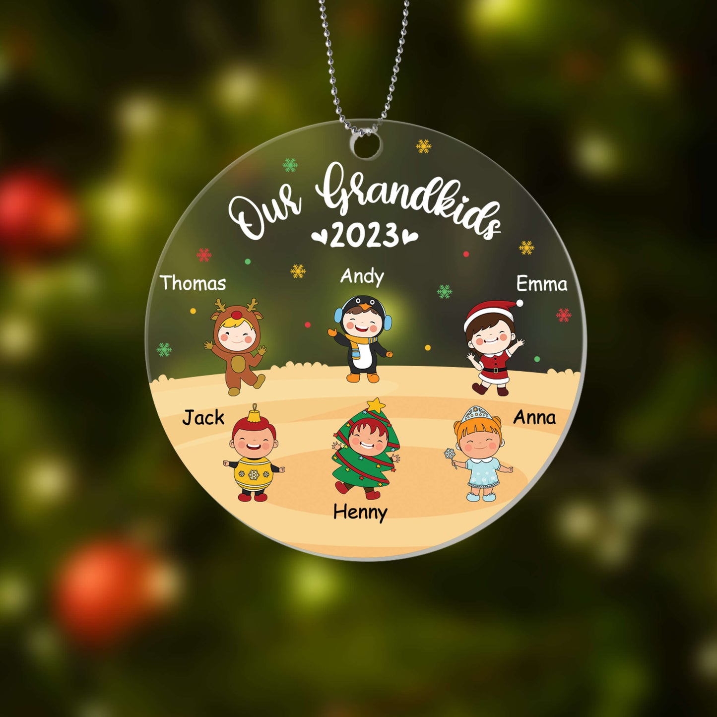 Personalised Grandkids Christmas Family Ornament