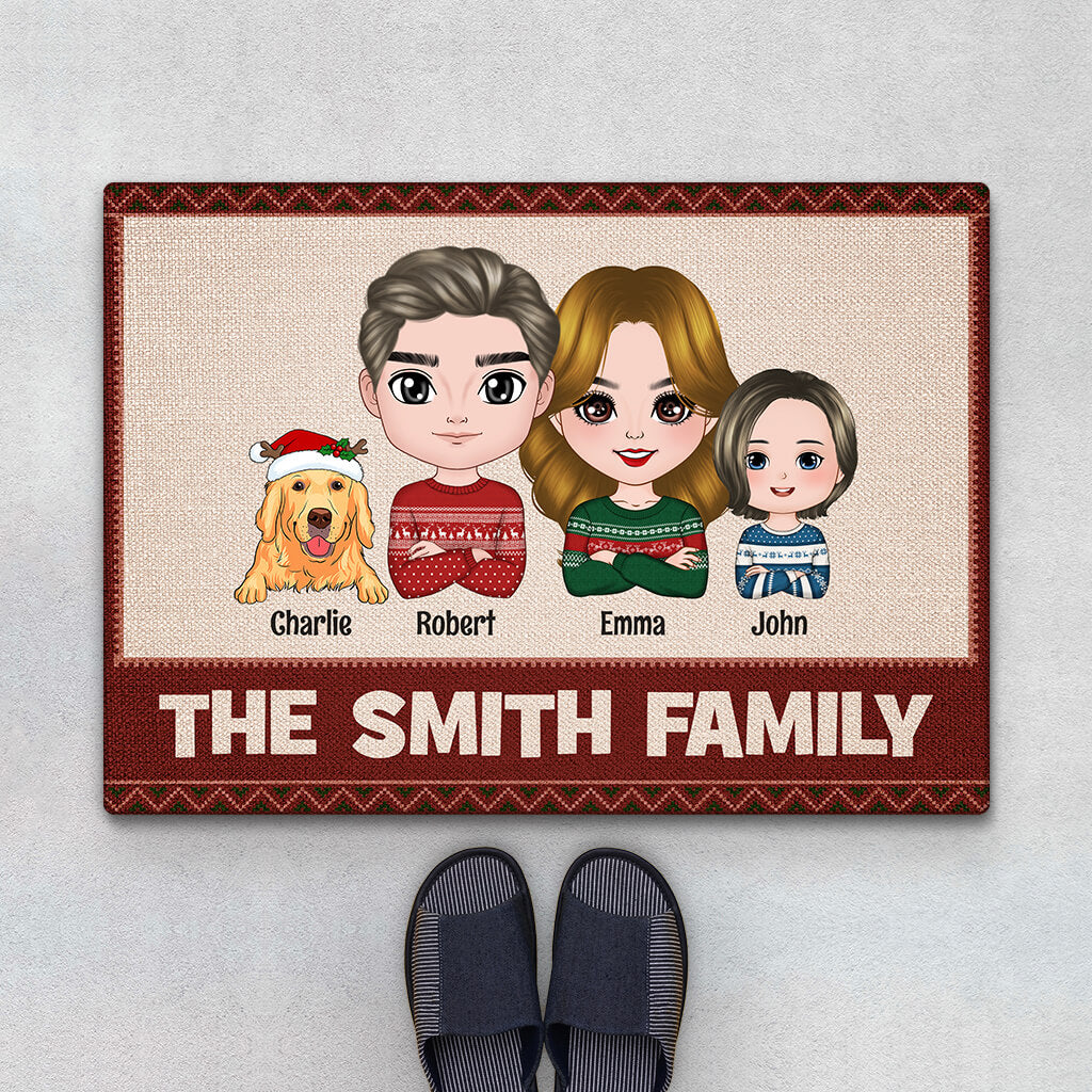 Personalised Xmas Family Door Mat