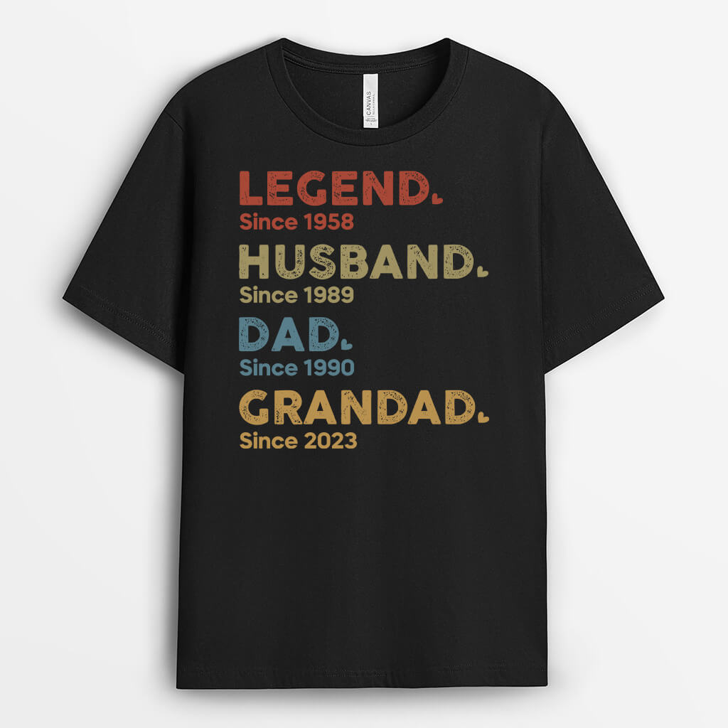 Personalised Legend, Husband, Daddy And Grandpa Since T-Shirt