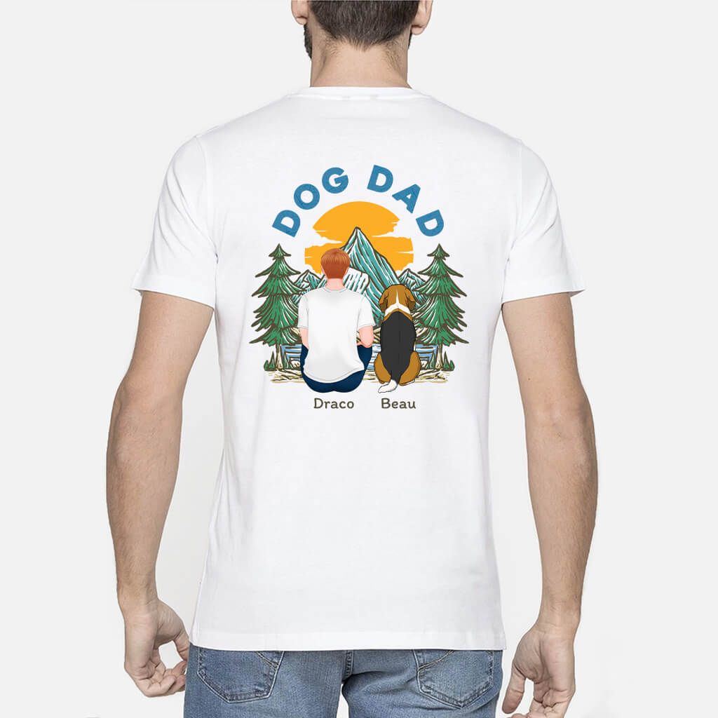 Personalised Dog And Dad Tree Back T-Shirt