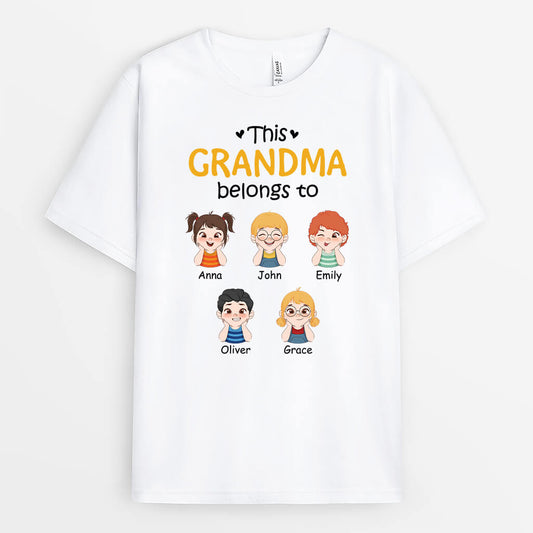 1517AUK1 personalised this grandma belongs to kids t shirt