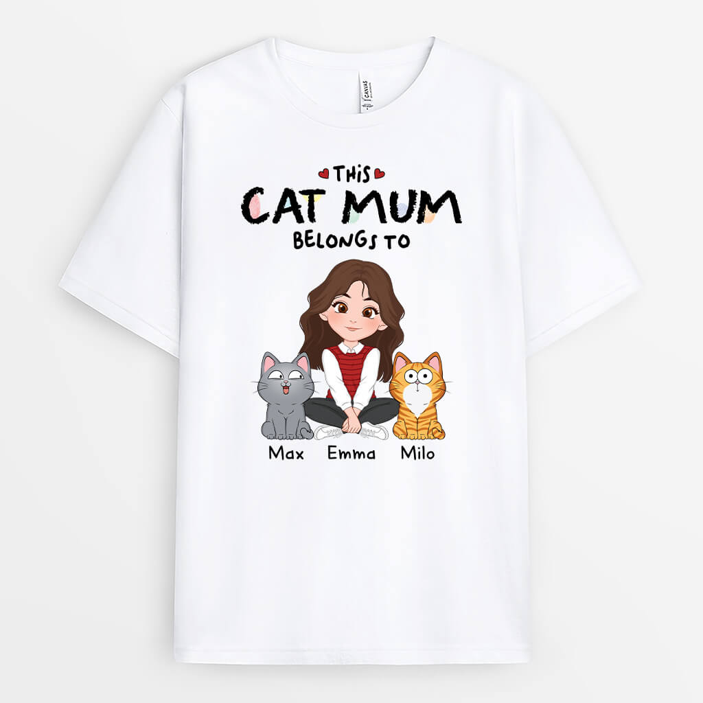 Personalised This Best Cat Mum Belongs To T-Shirt