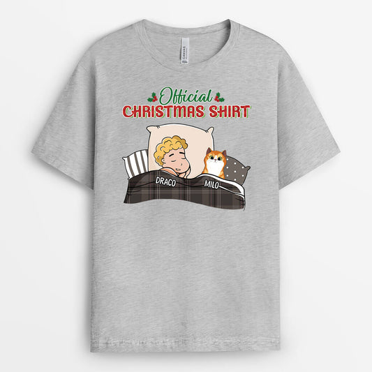 1543AUK1 personalised official christmas cat outfit t shirt