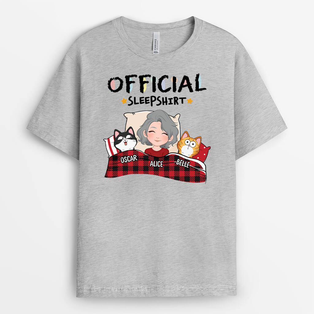 Personalised Now Official Sleepshirt With Cat T-Shirt