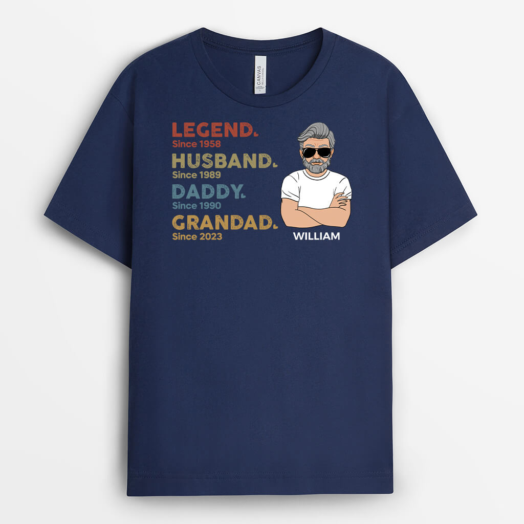 Personalised Legend, Husband, Dad And Papa T-Shirt