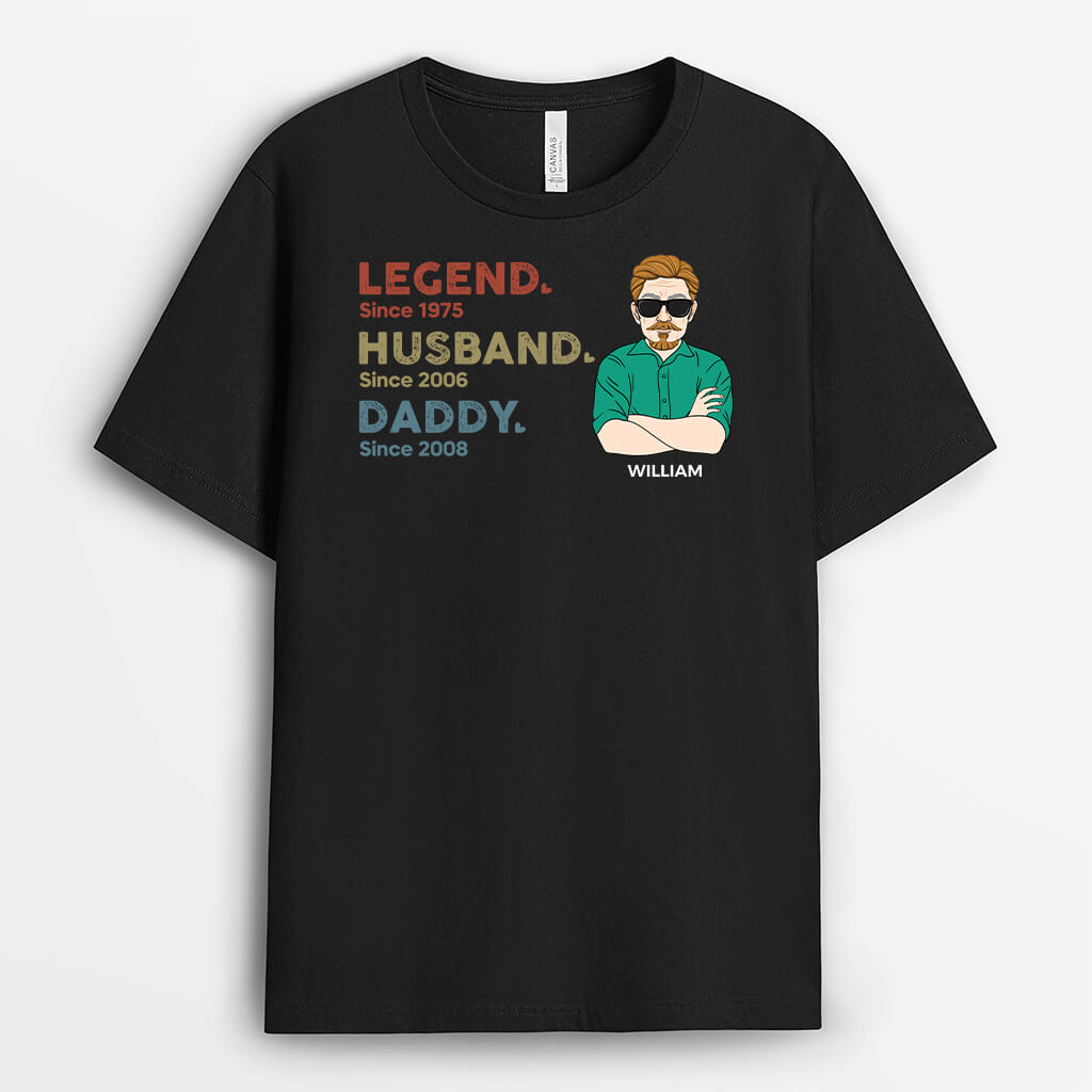 Personalised Legend, Husband, Dad And Papa T-Shirt