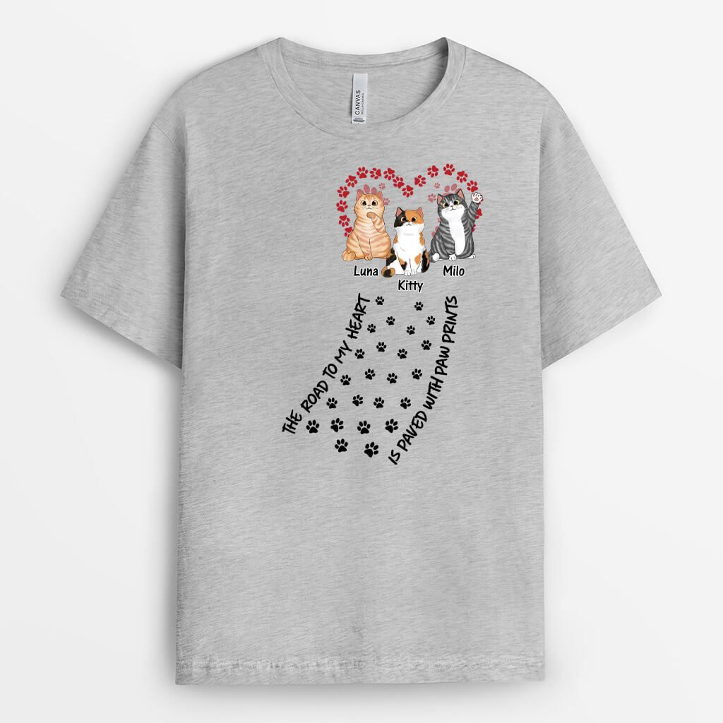 Personalised Road To Heart Fluffy Cats T-Shirt