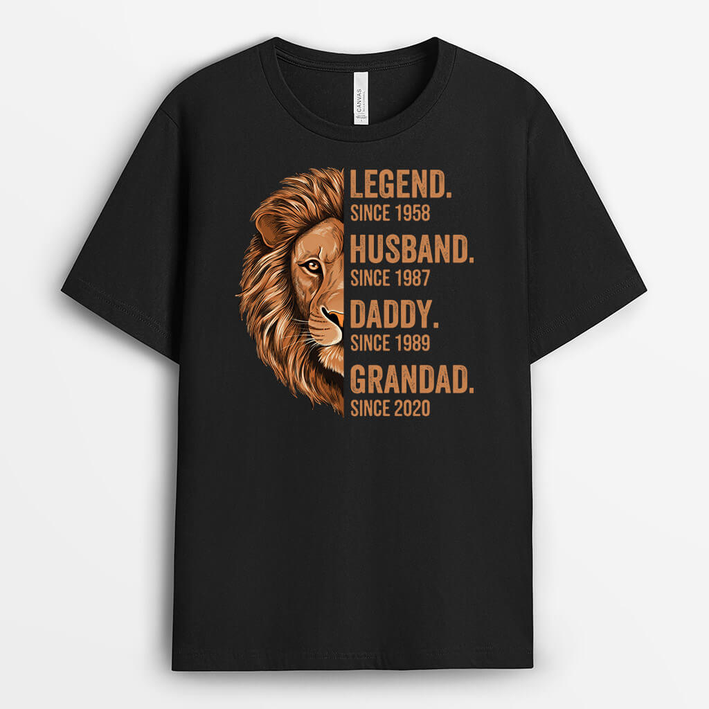 1632AUK1 personalised lion legend husband daddy grandpa t shirt