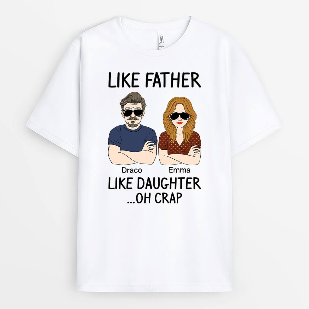 1661AUK1 personalised like father like daughter t shirt