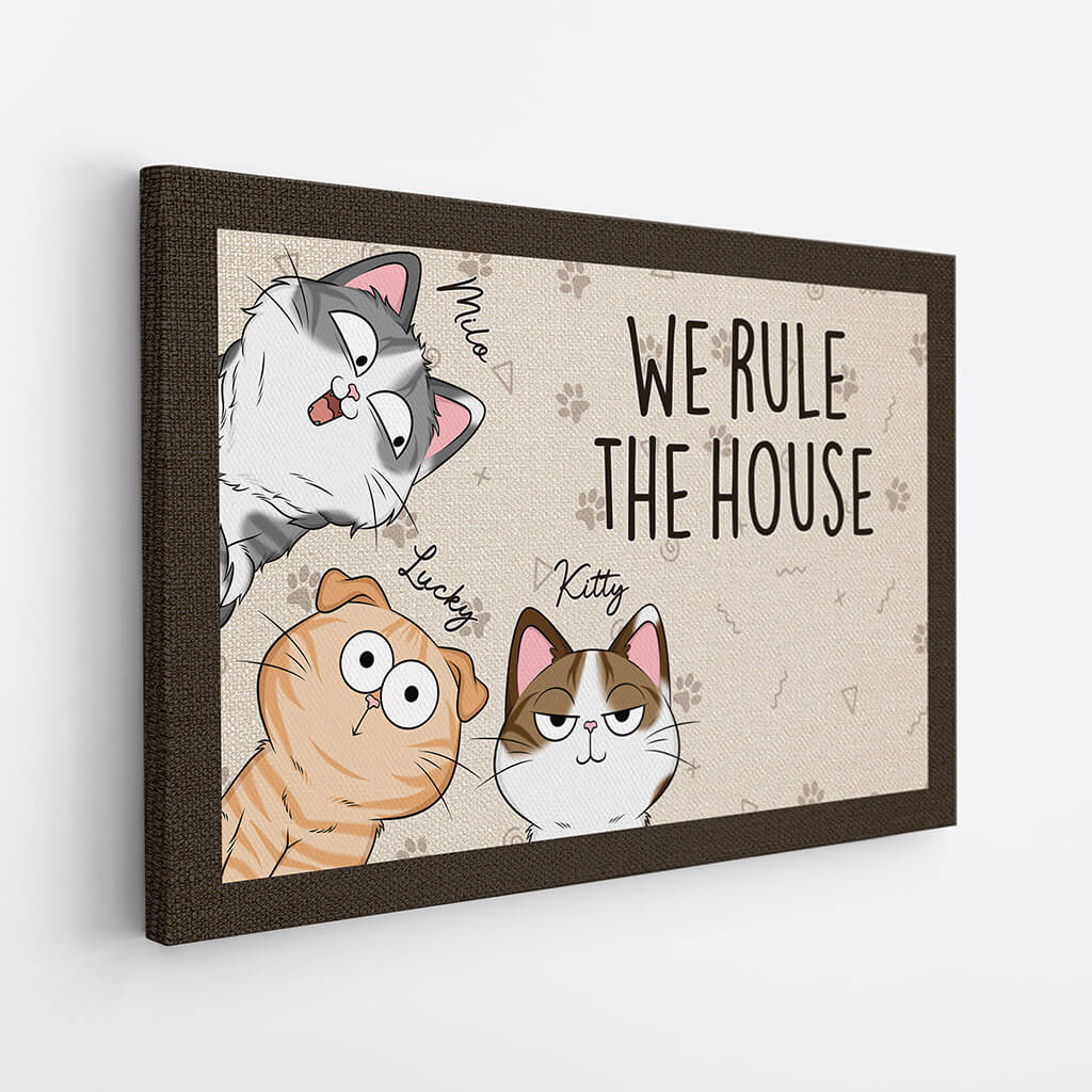 Personalised We Rule The House Canvas For Cat Lovers