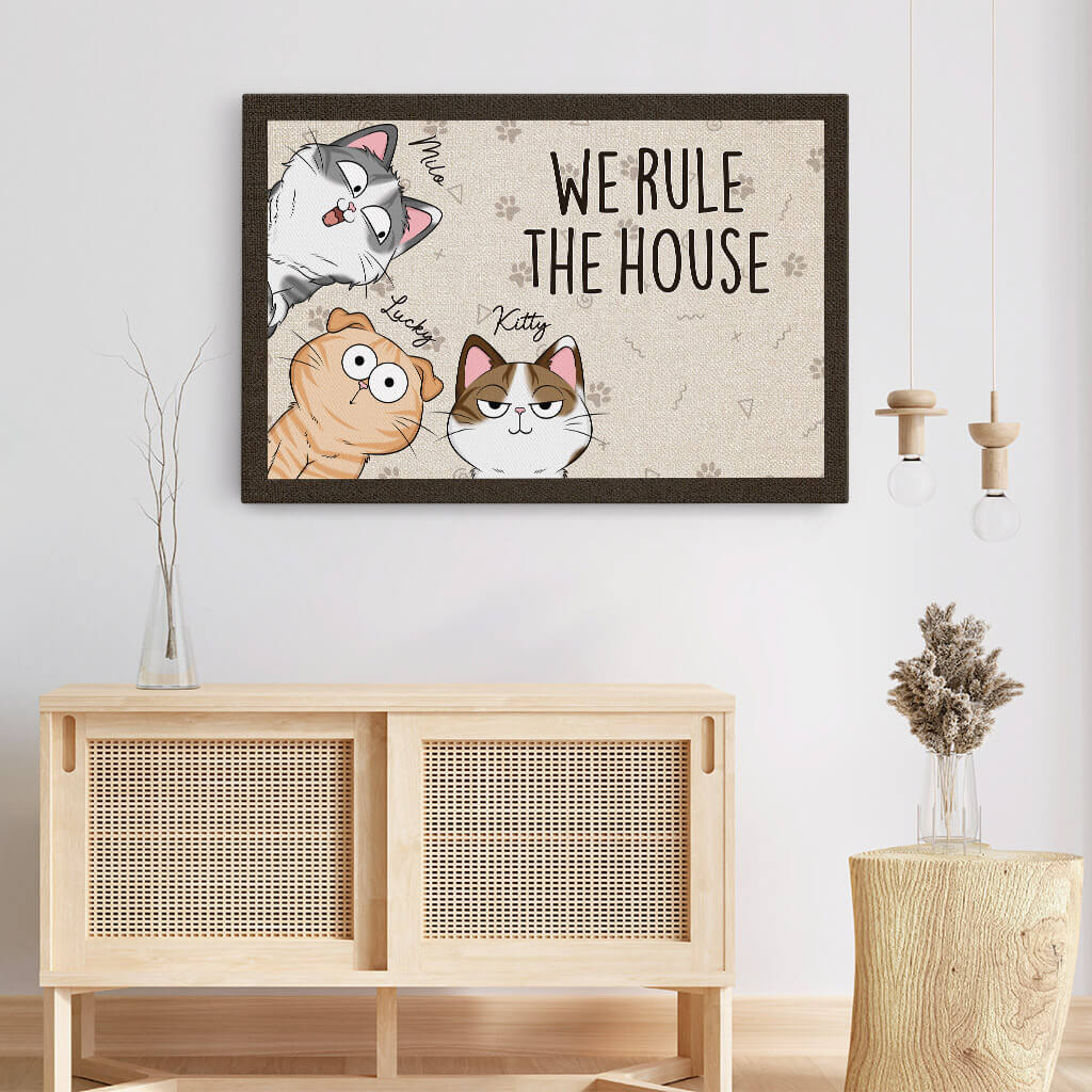 Personalised We Rule The House Canvas For Cat Lovers