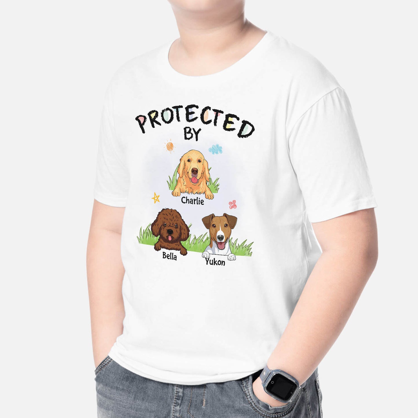 Personalised This Baby Is Protected By Dog T-Shirt