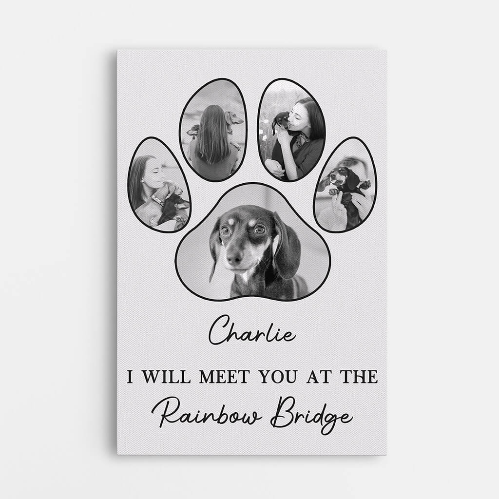 1667CUK1 personalised i will meet you at the rainbow bridge dog canvas