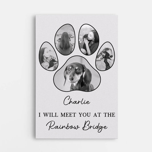 1667CUK1 personalised i will meet you at the rainbow bridge dog canvas