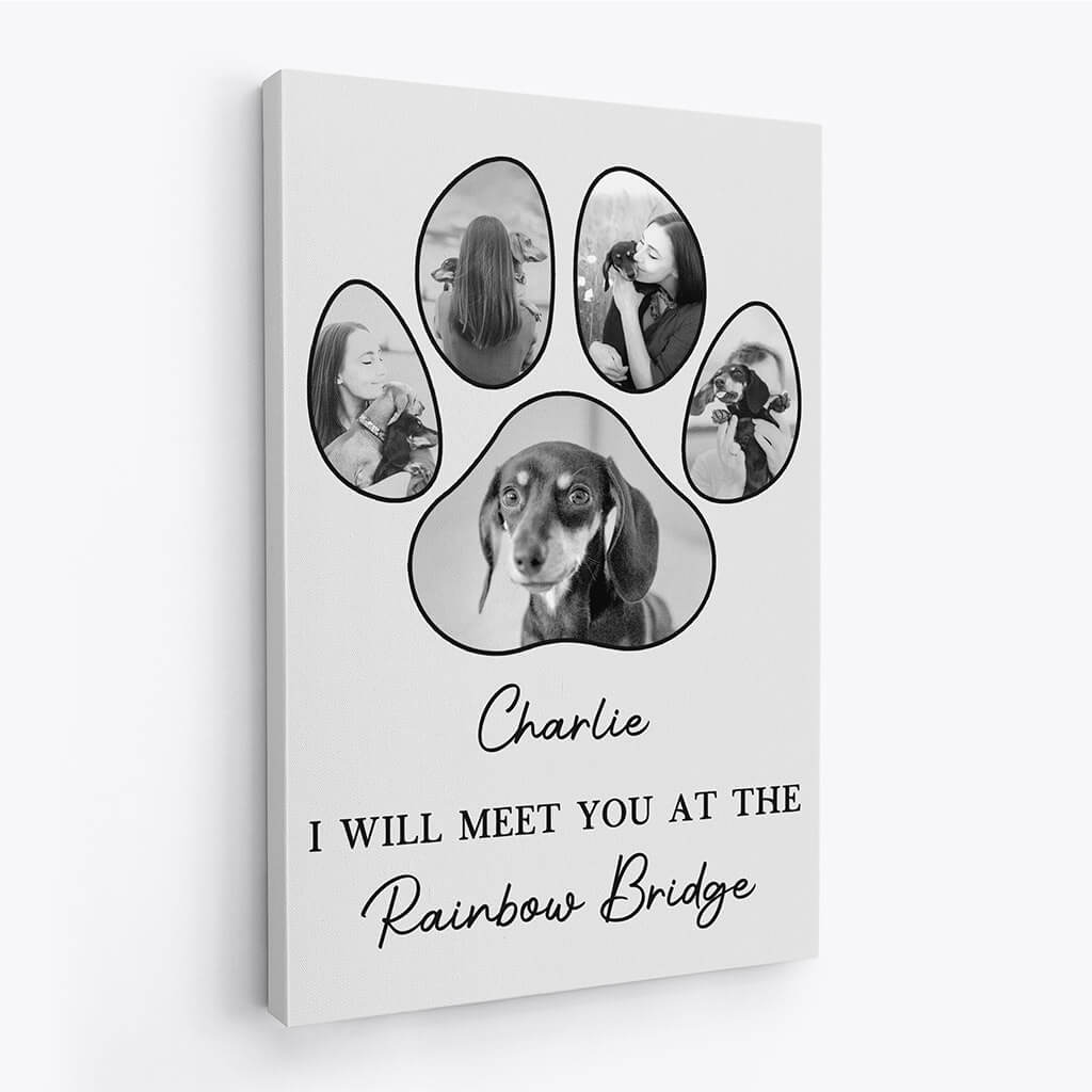 Personalised Meet You At The Rainbow Bridge Dog Canvas