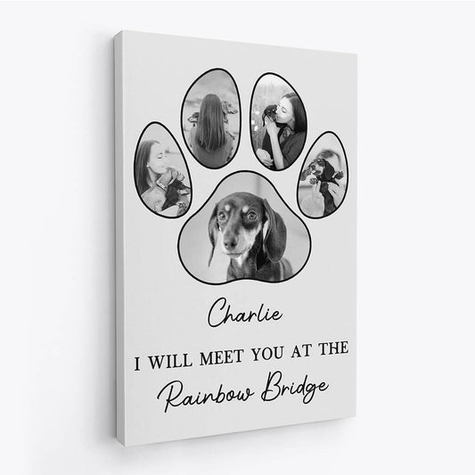 1667CUK2 personalised i will meet you at the rainbow bridge dog canvas