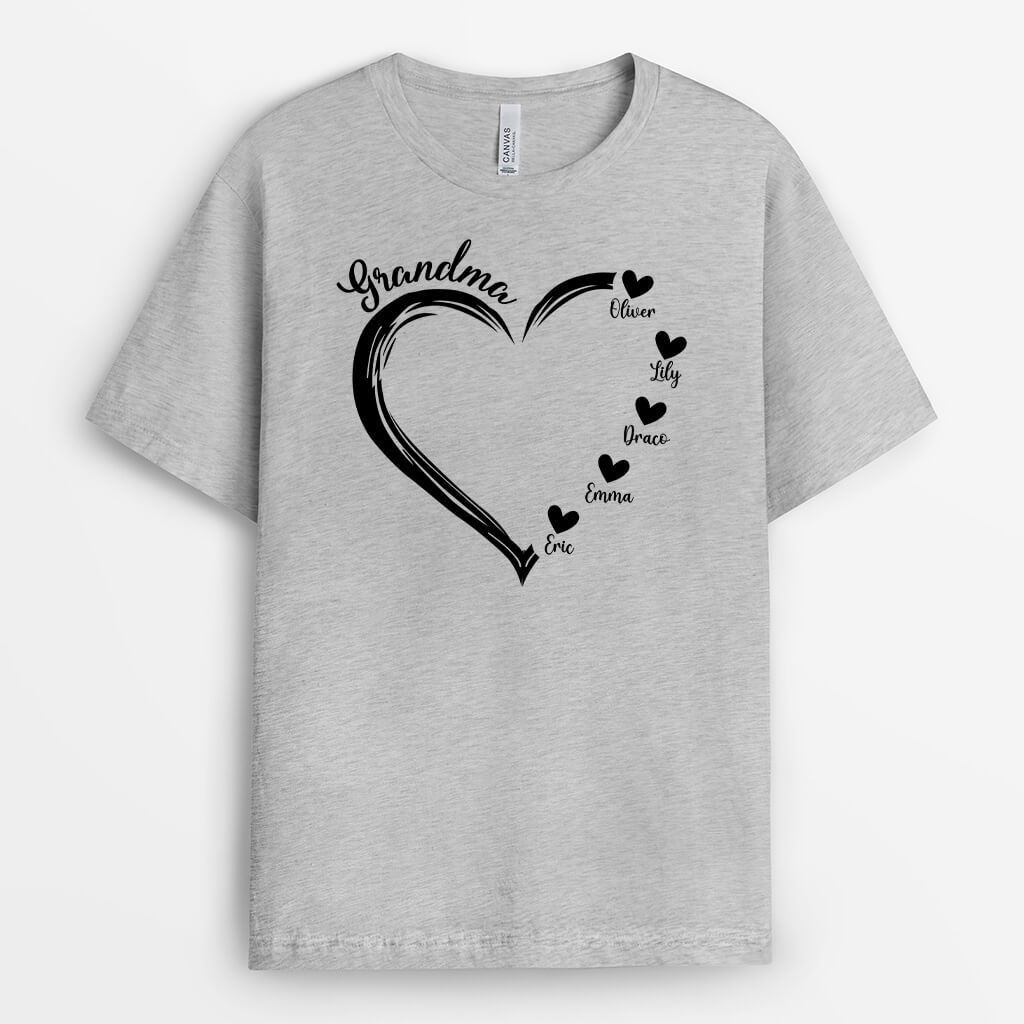 Personalised Grandma With Heart T-Shirt