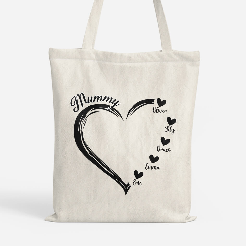 Personalised Mummy's/Nanny's Heart Tote Bag